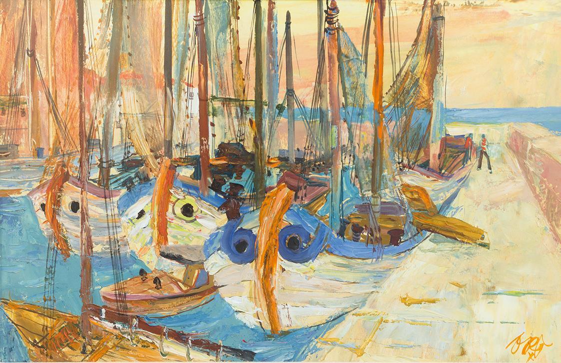 Otto Rudolf Schatz, Segelschiffe, um 1938, Öl, Aquarell auf Papier, Privatbesitz
