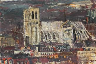Otto Rudolf Schatz, Paris, Notre Dame, 1937, Öl auf Spanplatte, 43 × 55 cm, Privatbesitz