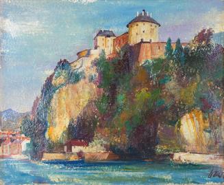 Otto Rudolf Schatz, Festung Kufstein, um 1950, Öl auf Karton, 35,3 × 42,3 cm, Privatbesitz