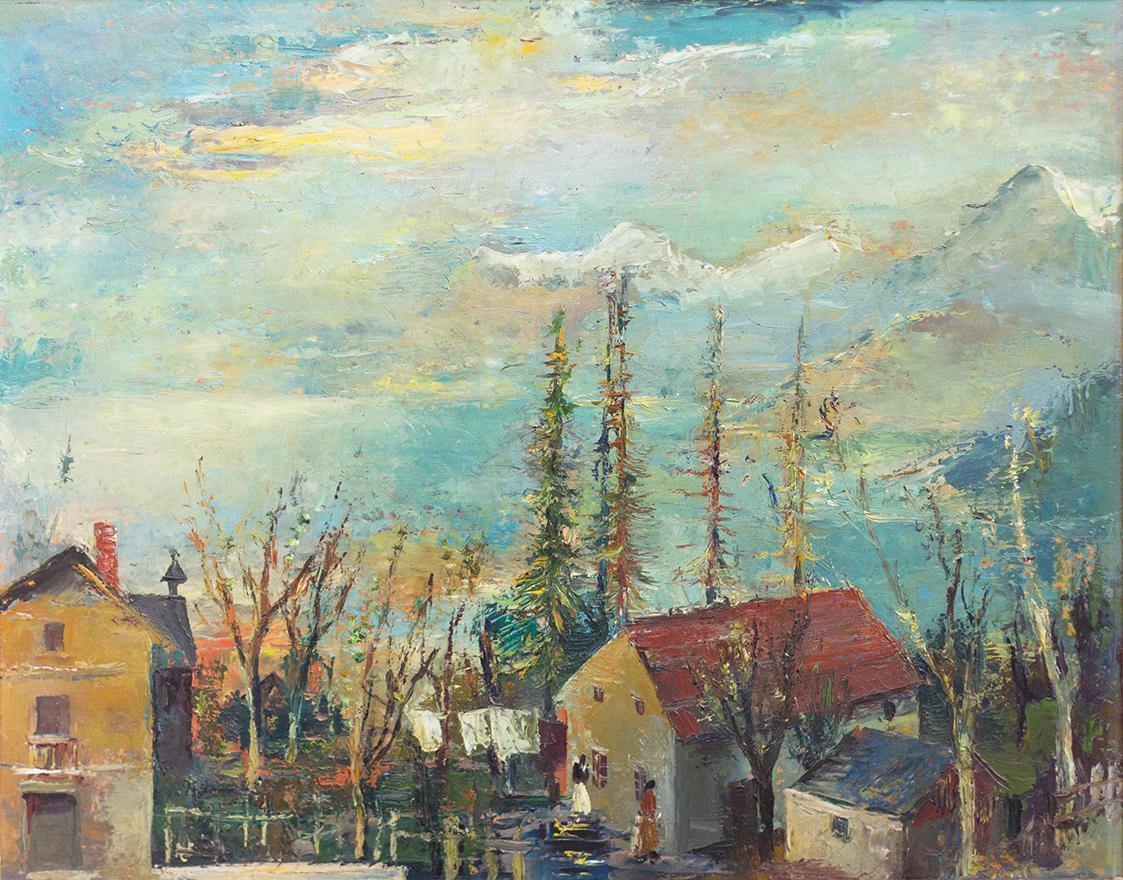 Otto Rudolf Schatz, Wolfgangsee, um 1949, Öl auf Holz, 65,3 × 80,2 cm, Privatbesitz