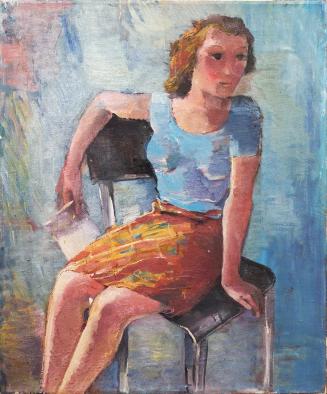 Otto Rudolf Schatz, Sitzende, um 1950, Öl auf Leinwand, 60,5 × 50,3 cm, Privatbesitz