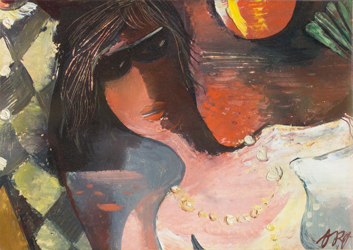 Otto Rudolf Schatz, Dame mit Sonnenbrille, um 1948, Öl auf Papier, Privatbesitz