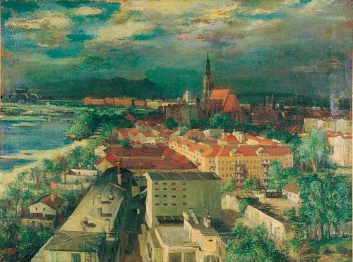 Otto Rudolf Schatz, Donaulandschaft in Floridsdorf, 1947, Öl auf Leinwand, 92 × 122 cm, Kunstsa ...