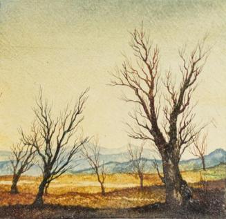 Otto Rudolf Schatz, Herbstlandschaft mit Ausblick ins Gebirge, 1943/44, Kaseintempera, Japanlac ...