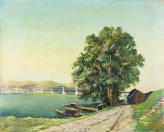 Otto Rudolf Schatz, Floridsdorf bei der Nordbahnbrücke, um 1944, Öl auf Holz, 28,5 × 35 cm, Pri ...