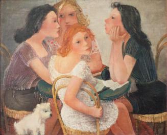 Otto Rudolf Schatz, Vier Mädchen beim Briefeschreiben, um 1947, Öl auf Leinwand, 65,5 × 80 cm,  ...
