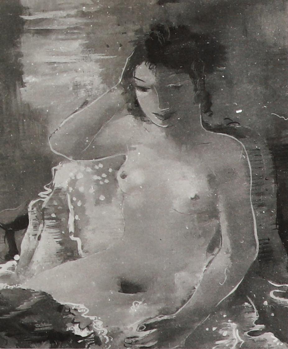 Otto Rudolf Schatz, Sitzender Akt im Lehnstuhl, um 1937, Tempera auf Papier, Unbekannter Besitz