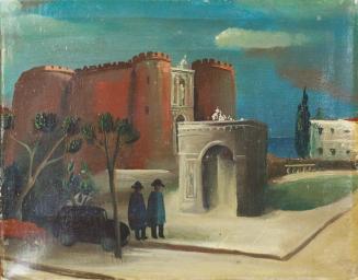 Otto Rudolf Schatz, Castel Nuovo in Neapel, um 1938, Öl auf Leinwand, 20,3 × 25 cm, Privatbesit ...