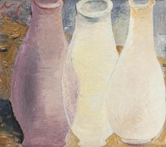 Otto Rudolf Schatz, Drei Krüge, um 1950, Öl auf Papier, Privatbesitz