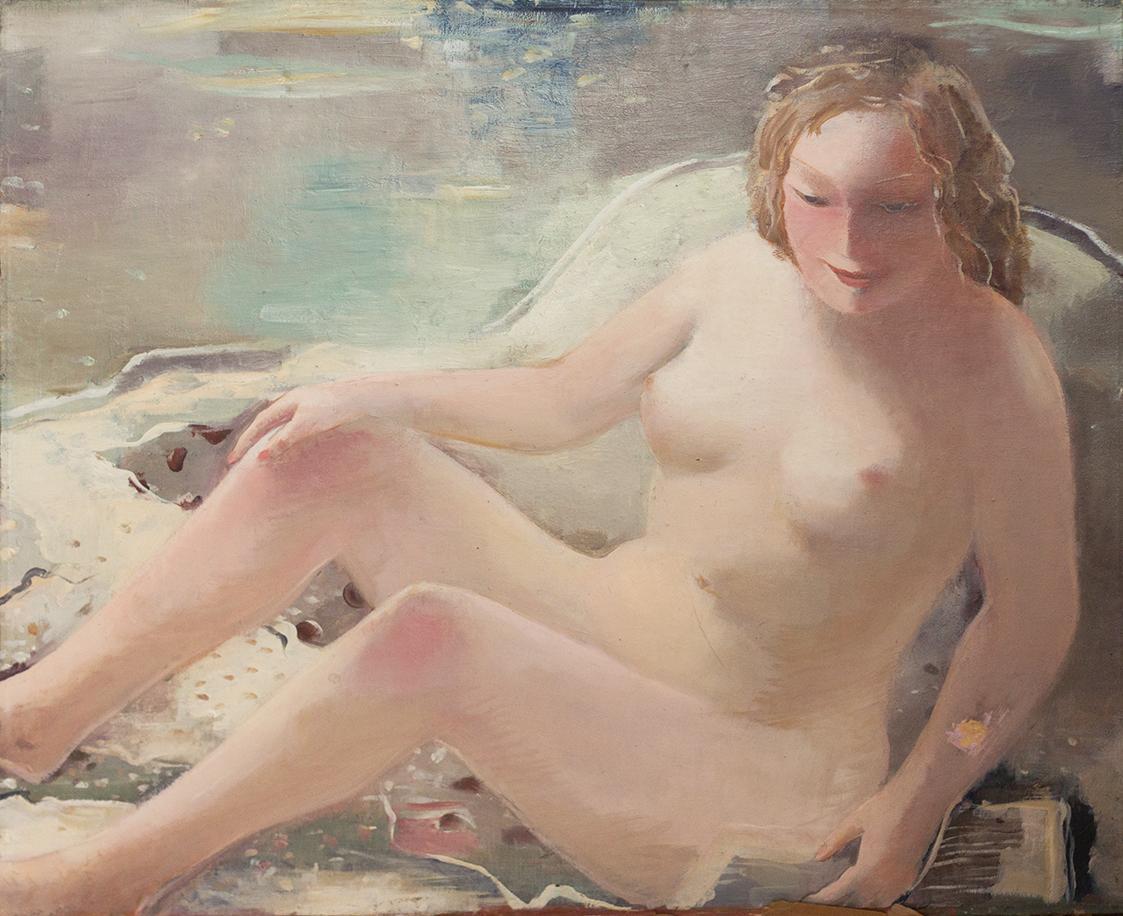 Otto Rudolf Schatz, Sitzender Akt, um 1946, Öl auf Leinwand, 66,5 × 80 cm, Privatbesitz