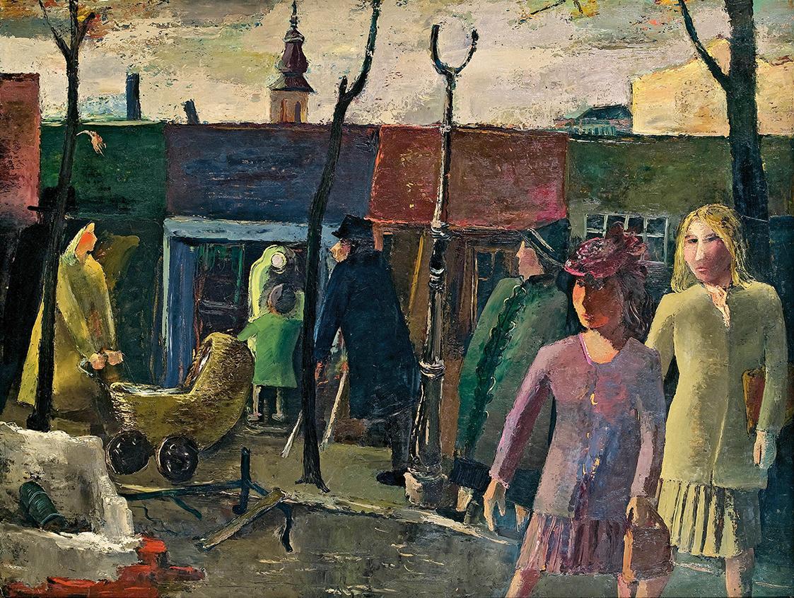 Otto Rudolf Schatz, Auf der Ringstraße, 1947, Öl auf Leinwand, 128 × 168 cm, Privatbesitz