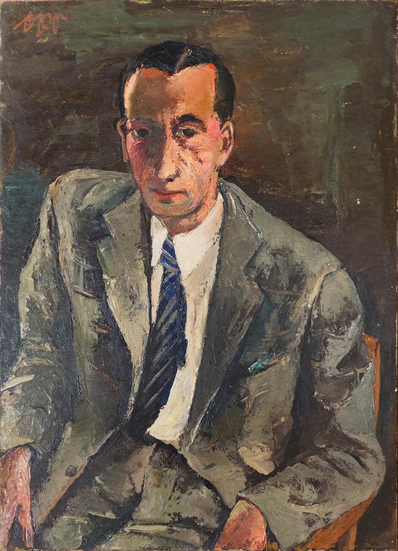 Otto Rudolf Schatz, Porträt Rudolf Zimpel, um 1948, Öl auf Holz, 72,5 × 52,5 cm, Privatbesitz