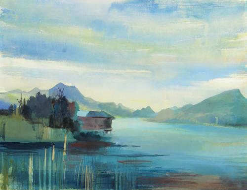 Otto Rudolf Schatz, Wolfgangsee, um 1934, Aquarell auf Papier, Privatbesitz Wien