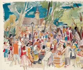 Otto Rudolf Schatz, Gartenpavillon mit Tanzcafé, um 1940, Feder in Tusche, Gouache auf Papier,  ...