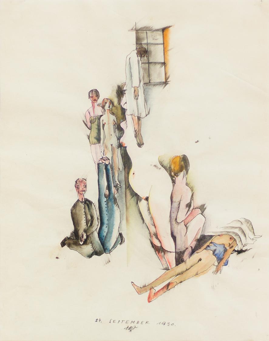 Otto Rudolf Schatz, Ohne Titel, 1930, Feder in Tusche, Aquarell auf Papier, Leopold Privatsamml ...