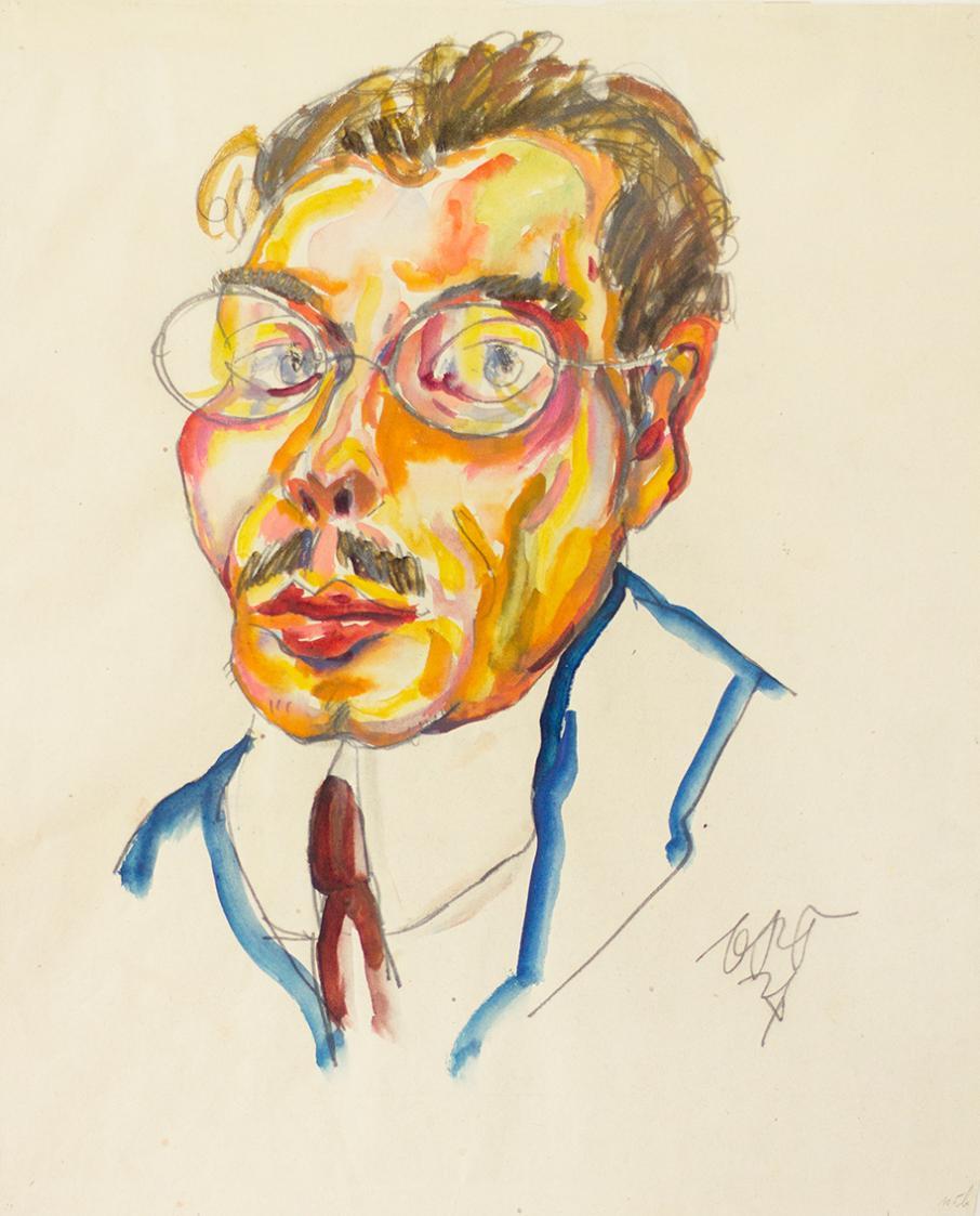 Otto Rudolf Schatz, Herrenporträt, 1921, Aquarell, Bleistift auf Papier, Blattmaße: 29,9 × 39,7 ...