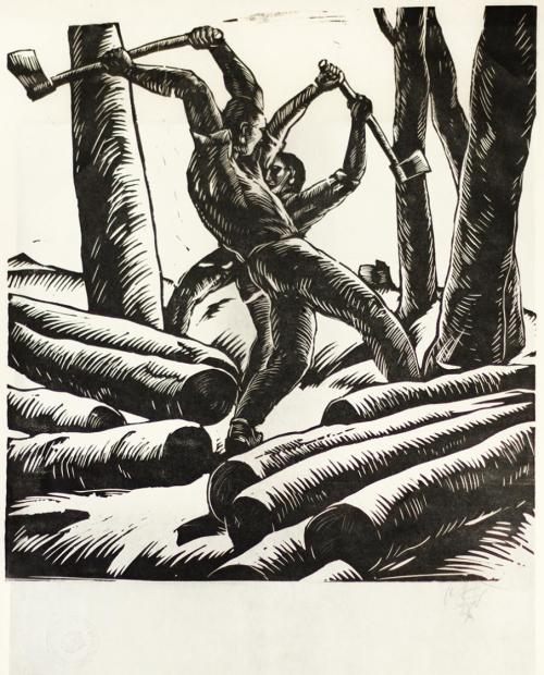 Otto Rudolf Schatz, Wir sind die Kraft, 1928, Holzschnitt, Blattmaße: 65 × 46,2 cm, Privatbesit ...