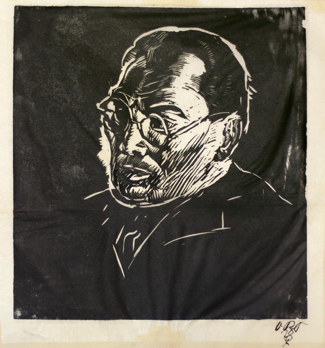 Otto Rudolf Schatz, Franz Schacherl, 1928, Holzschnitt, schwarzer Stift auf Japanpapier, Blattm ...
