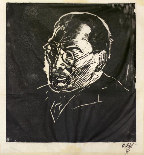 Otto Rudolf Schatz, Franz Schacherl, 1928, Holzschnitt, schwarzer Stift auf Japanpapier, Blattm ...
