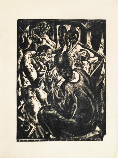 Otto Rudolf Schatz, Die Leiche, 1922, Holzschnitt, 42 × 31 cm, Privatbesitz Wien