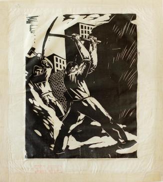 Otto Rudolf Schatz, Wir brechen den Stein der alten Welt, 1928, Holzschnitt, Blattmaße: 33,3 ×  ...