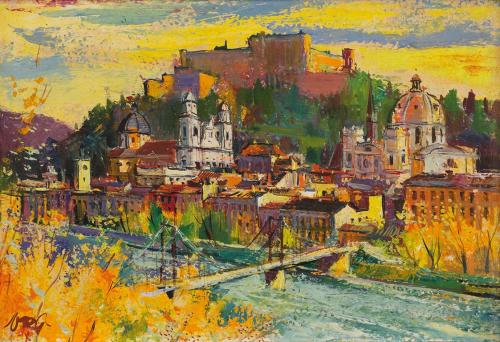 Otto Rudolf Schatz, Salzburg, um 1948, Öl auf Papier, kaschiert auf Leinwand, 33,5 × 48,5 cm, P ...