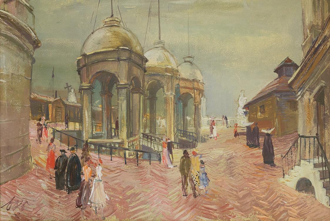 Otto Rudolf Schatz, Bei St. Peter in Rom, um 1952, Öl auf Papier, Privatbesitz
