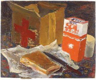 Otto Rudolf Schatz, Care - Paket, 1946, Öl auf Leinwand, 42 × 51 cm, Universität für angewandte ...