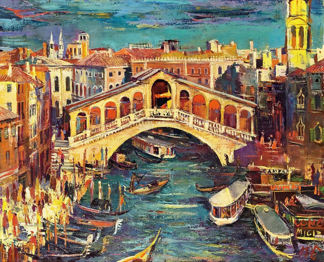 Otto Rudolf Schatz, Venedig, Rialtobrücke, um 1956, Öl auf Leinwand, 70,5 × 86 cm, Privatbesitz