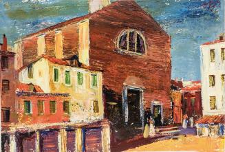 Otto Rudolf Schatz, Chiesa San Pantalon, Campo Pantalon, Venedig, um 1952, Öl auf Papier, 29,8  ...