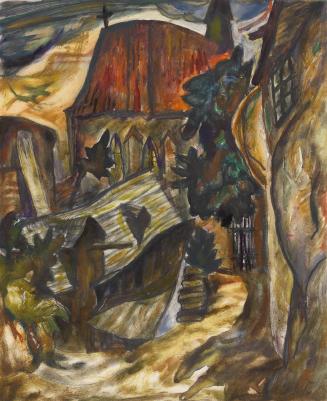 Otto Rudolf Schatz, Joching in der Wachau, 1921, Öltempera,  Bleistift auf Papier, 36,8 × 29,8  ...