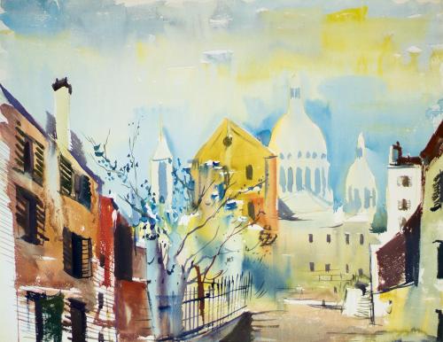 Otto Rudolf Schatz, Paris, Montmartre, 1937, Aquarell auf Papier, 47,5 × 62 cm, Privatbesitz Wi ...