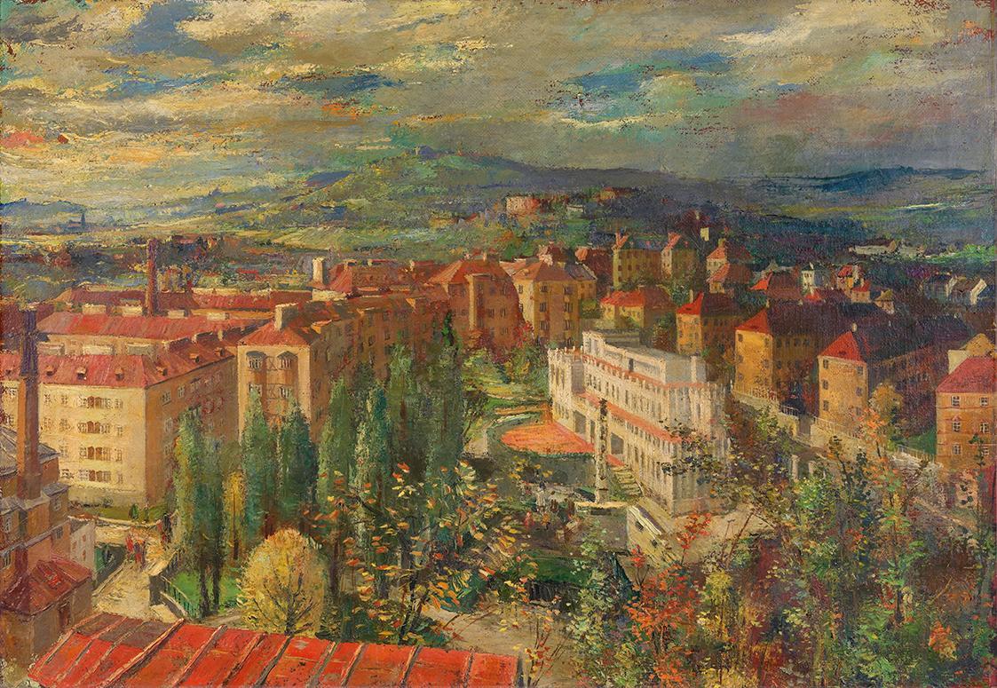 Otto Rudolf Schatz, Sandleiten im 16. Wiener Gemeindebezirk, 1948 / 1949, Öl auf Leinwand, 89 × ...