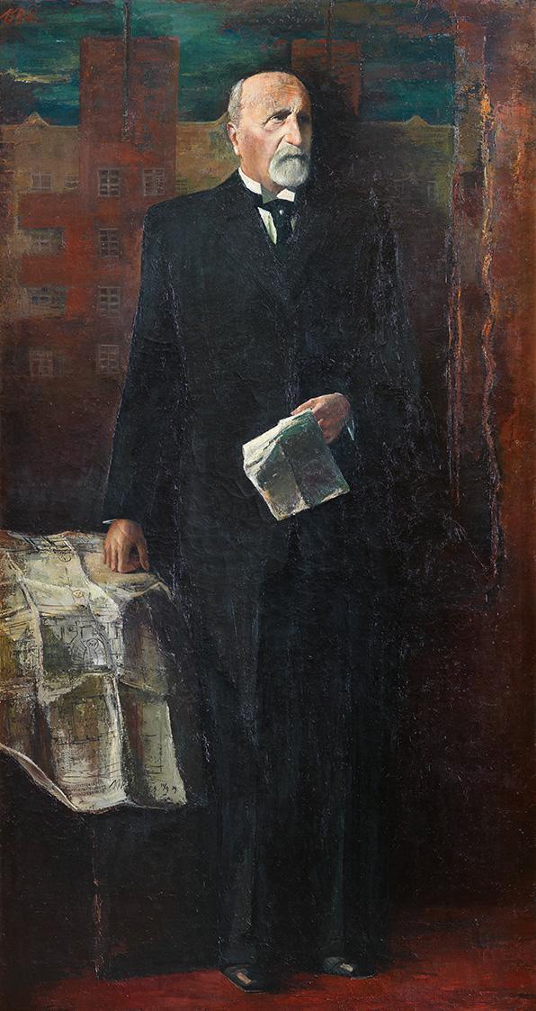 Otto Rudolf Schatz, Bürgermeister Karl Seitz, 1946, Öl auf Leinwand, 240 × 120 cm, Wien Museum, ...