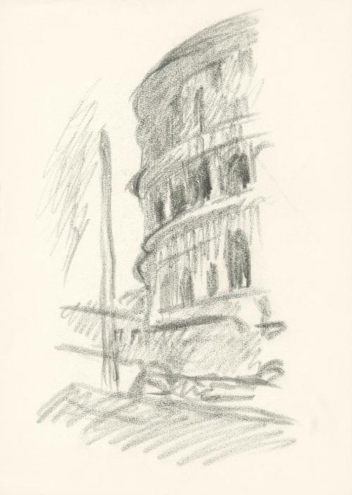 Alfred Wickenburg, Detail eines Amphiteaters, 1920/1923, Graphit auf Papier, Blattmaße: 34,4 ×  ...