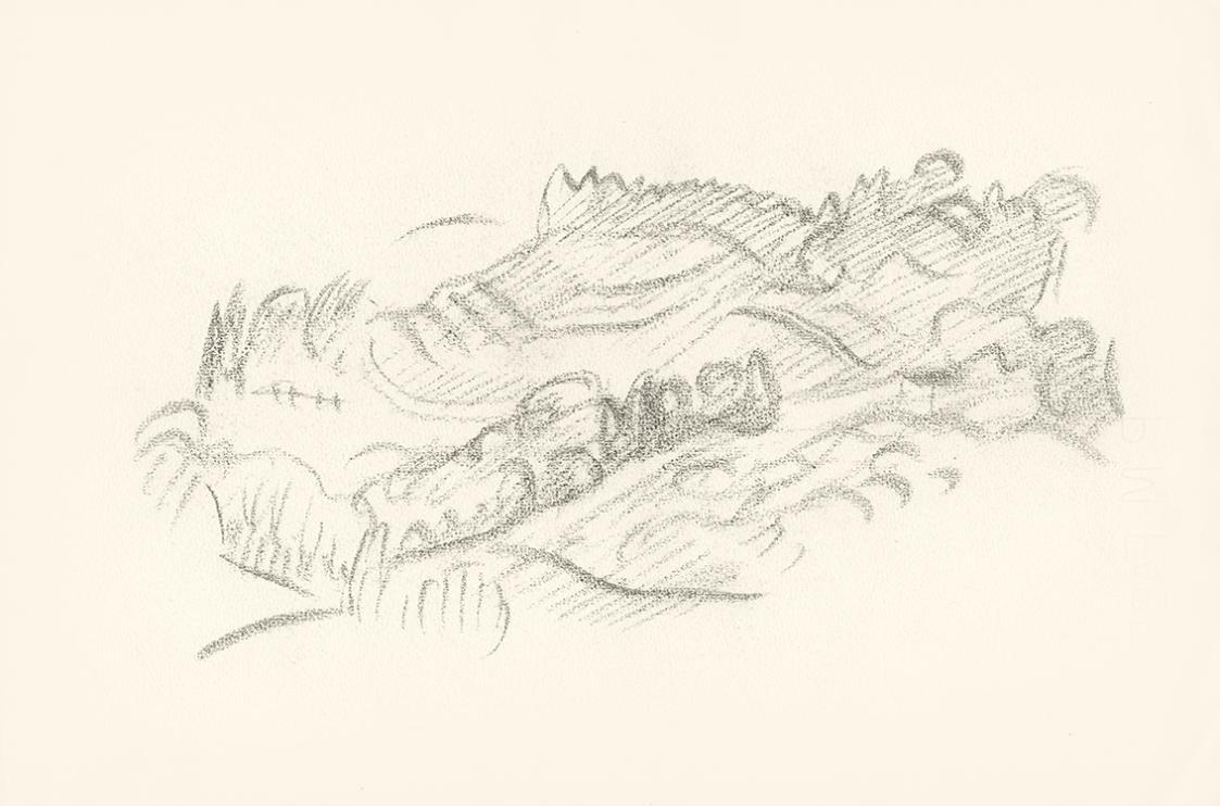 Alfred Wickenburg, Landschaftsdarstellung, 1920/1923, Graphit auf Papier, Blattmaße: 23,4 × 35, ...