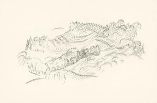 Alfred Wickenburg, Landschaftsdarstellung, 1920/1923, Graphit auf Papier, Blattmaße: 23,4 × 35, ...