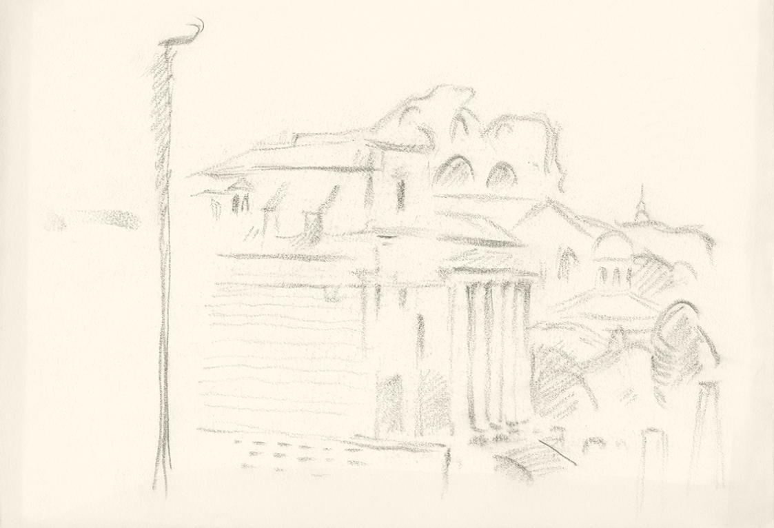 Alfred Wickenburg, Standtansicht, 1920/1923, Graphit auf Papier, Blattmaße: 24,1 × 35 cm, Priva ...