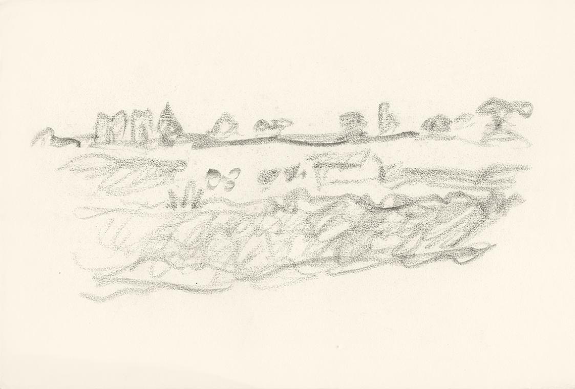 Alfred Wickenburg, Landschaft, 1920/1923, Graphit auf Papier, Blattmaße: 24,3 × 35,7 cm, Privat ...