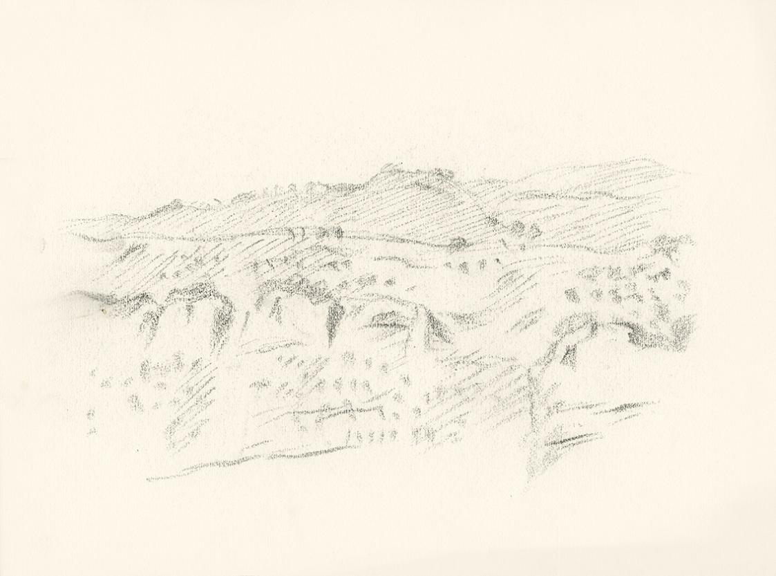 Alfred Wickenburg, Hügellandschaft, 1920/1923, Graphit auf Papier, Blattmaße: 24,4 × 32,9 cm, P ...