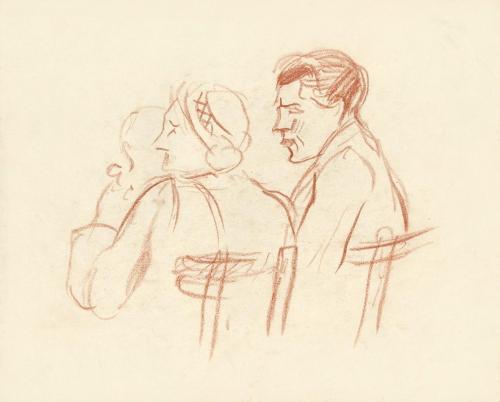 Alfred Wickenburg, Mann und Frau, 1930/1935, Rötel auf Papier, Blattmaße: 23,4 × 29,6 cm, Priva ...