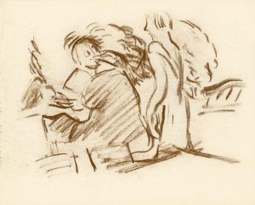Alfred Wickenburg, Figurenszene, 1930/1935, Braune Kreide auf Papier, Blattmaße: 23,8 × 29,6 cm ...