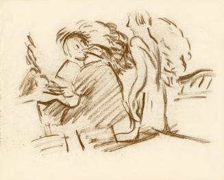 Alfred Wickenburg, Figurenszene, 1930/1935, Braune Kreide auf Papier, Blattmaße: 23,8 × 29,6 cm ...