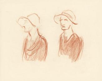 Alfred Wickenburg, Zwei Damen mit Hut, 1930/1935, Rötel auf Papier, Blattmaße: 23,8 × 29,7 cm,  ...