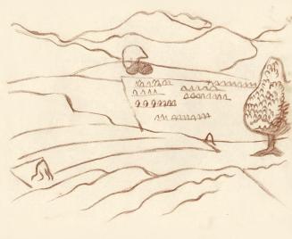 Alfred Wickenburg, Hügellanschaft, 1930/1935, Braune Kreide auf Papier, Blattmaße: 23,9 × 29,2  ...