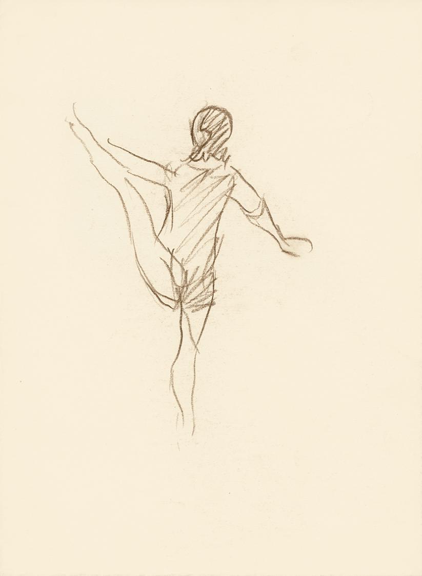Alfred Wickenburg, Tänzerin, 1930/1935, Braune Kreide auf Papier, Blattmaße: 30,1 × 22,1 cm, Pr ...