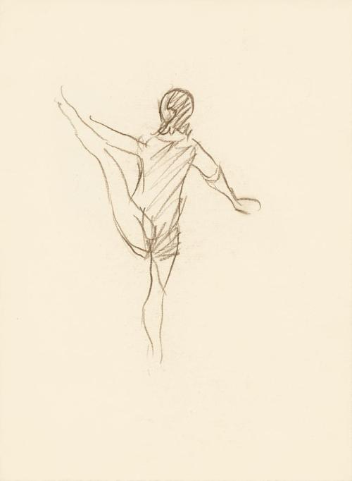 Alfred Wickenburg, Tänzerin, 1930/1935, Braune Kreide auf Papier, Blattmaße: 30,1 × 22,1 cm, Pr ...