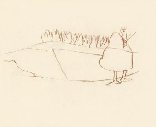 Alfred Wickenburg, Bäume in einer Landschaft, 1930/1935, Braune Kreide auf Papier, Blattmaße: 2 ...