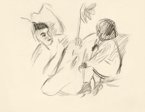 Alfred Wickenburg, Mutter und Kind, 1930/1935, Kohle auf Papier, Blattmaße: 24 × 30,8 cm, Priva ...