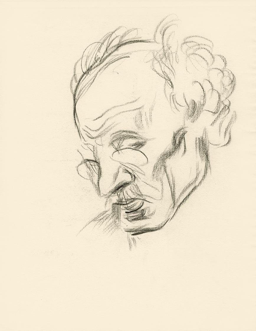 Alfred Wickenburg, Porträt eines alten Mannes, 1930/1935, Kohle auf Papier, Blattmaße: 31,1 × 2 ...